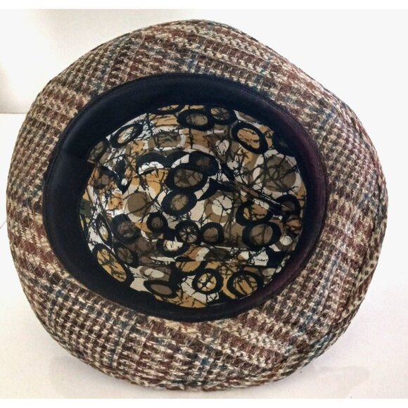 Vintage United Hatters Cap and Millinery Plaid Fedora Hat Size 6 7/8 RARE Lined - Picture 3 of 10